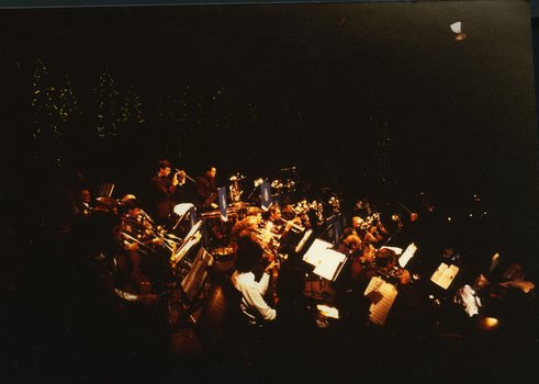 View of orchestra from upper side of stage