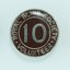 Round badges with '10' on burgundy background