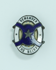 Silver star on dark blue background over a white O