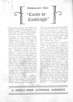 Discussion of how Melbourne's Carols by Candlelight is heard around the world