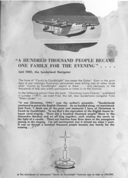 Drawing of plane and memories of Carols by serviceman Fred