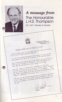 Portrait and letter from Premier Lindsay Thompson