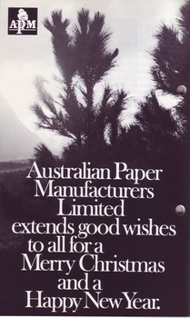 Picture of trees with Christmas message from Australian Paper Manufacturers