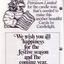 Drawing of sheep with candles on horns and thank you from RVIB to Golden Fleece Petroleum for candle wax, and Ansett Christmas message