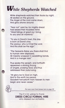 Words to While Shepherds Watched and thank you to Dress Circle for outfitting performers