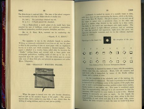 Principal's report with illustration of Taylor's slate symbols and a writing frame