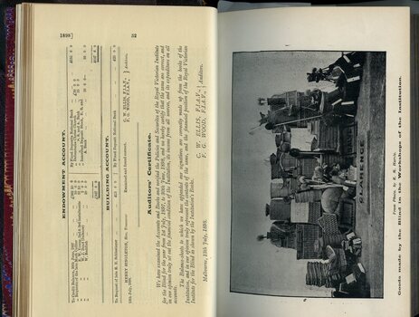 Endowment and Building Funds and picture of goods produced by the workshop