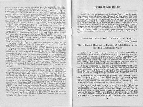 Ultra Sonic Torch trial and What is Rehabilitation by Harold Gration