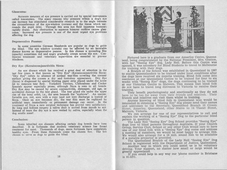 Eye diseases inherited in the dog by Dr Rowan Blogg and picture of Mrs Gration congratulating a graduate in Queensland