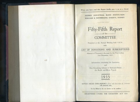 Front page of report to public subscribers