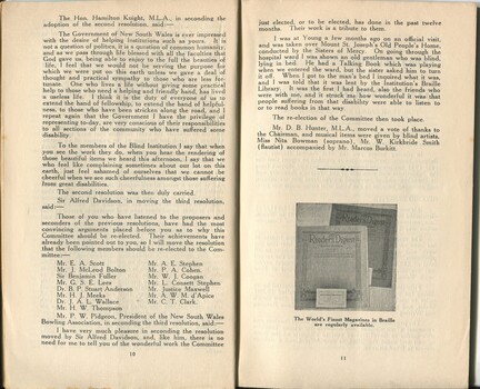Report of the Annual General Meeting held and photo of Readers Digest in Braille
