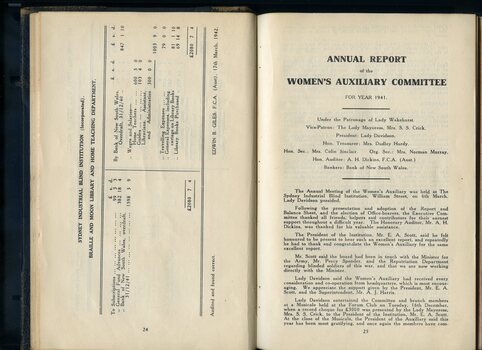 Library and Home Teaching accounts and Women's Auxiliary report