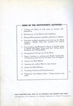 Some of the Institution's activities and services