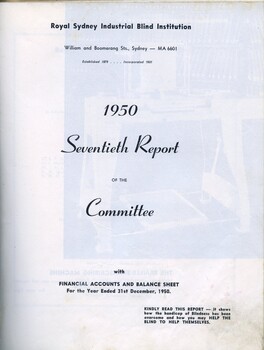 Title page of the 1950 Seventieth Report of the Committee