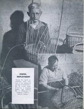 K Curtis and Fred Wolfenden making baskets in the workshop