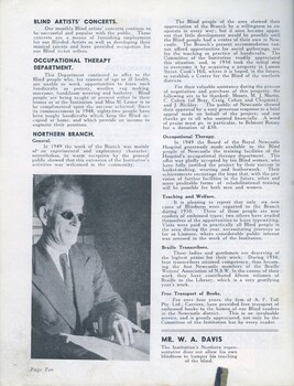 Committee of Management annual report on activities and photo of W.A. Davis