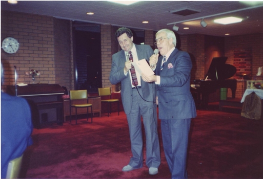 Bob Davis and Lou Richard at the front of the crowd