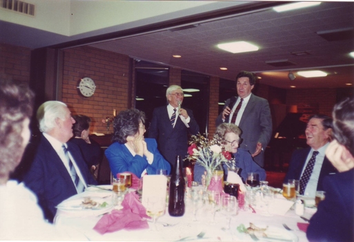 Bob Davis and Lou Richard at the front of the crowd