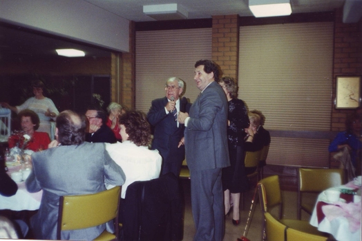 Bob Davis and Lou Richard at the front of the crowd