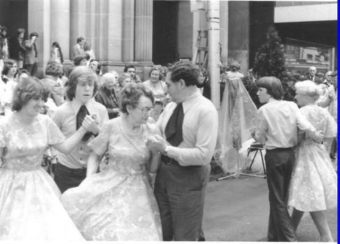 Lighthouse square dancers in Bourke St Mall