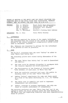 Typed meeting minutes on white paper