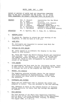 Typed meeting minutes on white paper