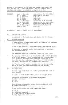 Typed meeting minutes on white paper