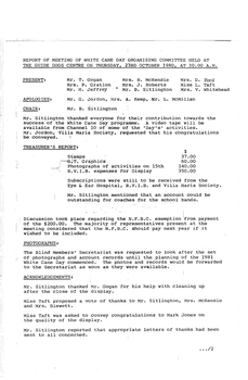 Typed meeting minutes on white paper
