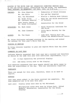 Typed meeting minutes on white paper