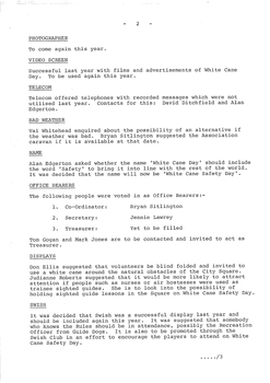 Typed meeting minutes on white paper