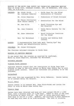 Typed meeting minutes on white paper