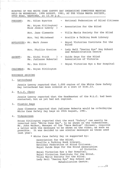 Typed meeting minutes on white paper