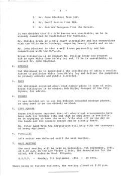 Typed meeting minutes on white paper