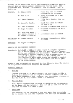 Typed meeting minutes on white paper