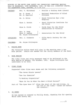 Typed meeting minutes on white paper