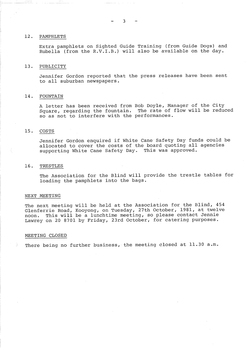 Typed meeting minutes on white paper
