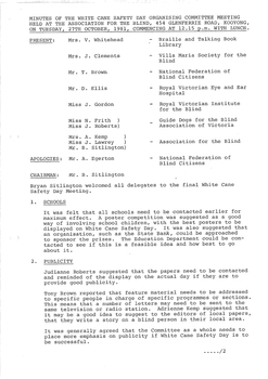 Typed meeting minutes on white paper