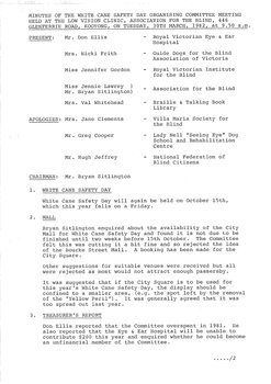 Typed meeting minutes on white paper