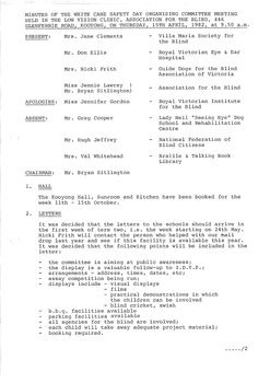Typed meeting minutes on white paper