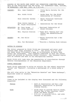 Typed meeting minutes on white paper