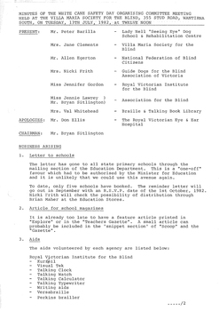 Typed meeting minutes on white paper