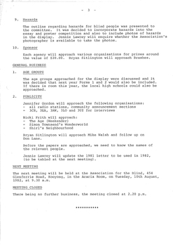Typed meeting minutes on white paper