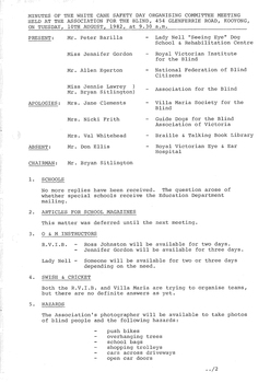 Typed meeting minutes on white paper