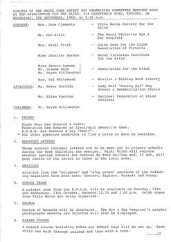 Typed meeting minutes on white paper