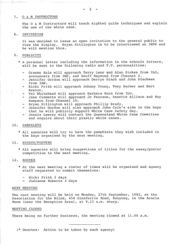Typed meeting minutes on white paper
