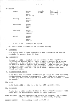 Typed meeting minutes on white paper