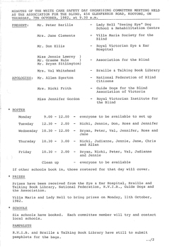 Typed meeting minutes on white paper