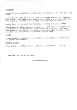 Typed meeting minutes on white paper