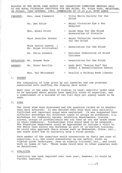 Typed meeting minutes on white paper