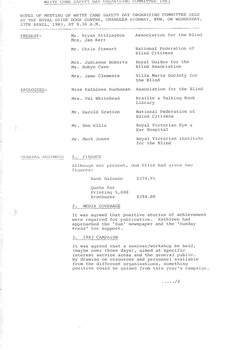 Typed meeting minutes on white paper